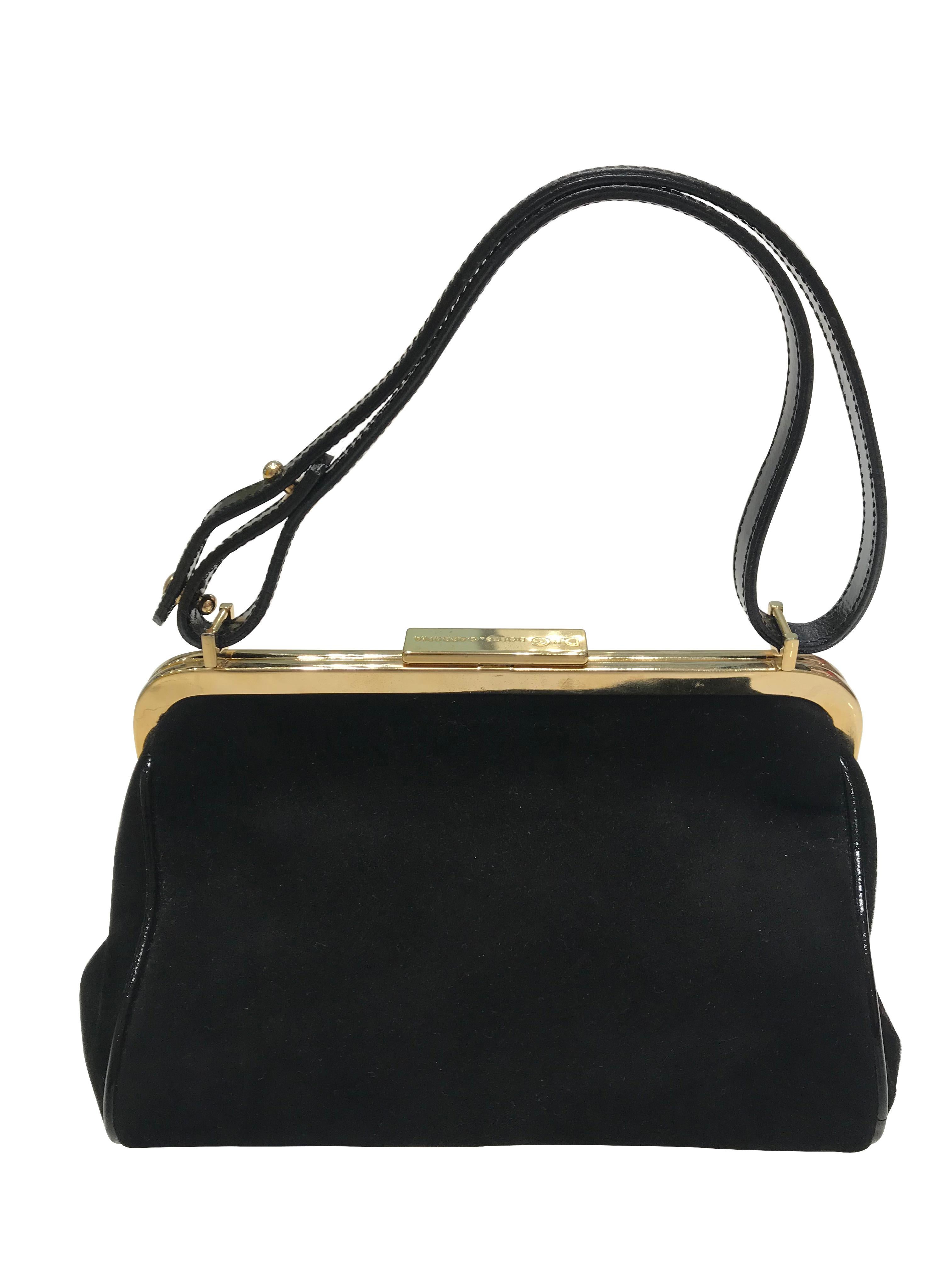 Dolce & Gabbana Black Suede Handbag  In Good Condition For Sale In Palm Beach, FL