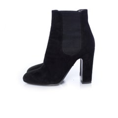 Dolce & Gabbana, Black suede heeled chelsea boots.
