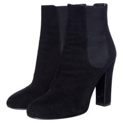 Dolce & Gabbana, Black suede heeled chelsea boots.