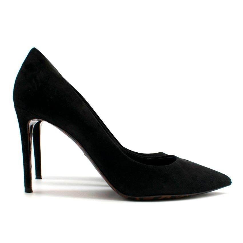 Dolce & Gabbana black suede heeled pumps.

- Slip on
- Pointed toe
- Made in Italy

Please note, these items are pre-owned and may show signs of being stored even when unworn and unused. This is reflected within the significantly reduced price.