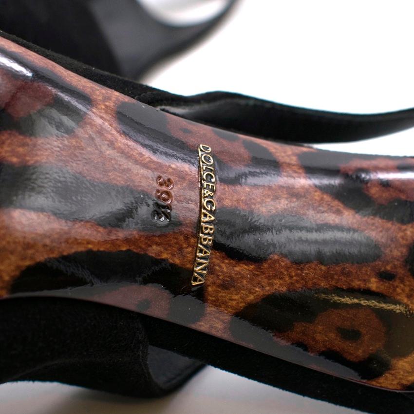 Women's Dolce & Gabbana Black Suede Kitten Heel Slingback Sandals - Size 39.5