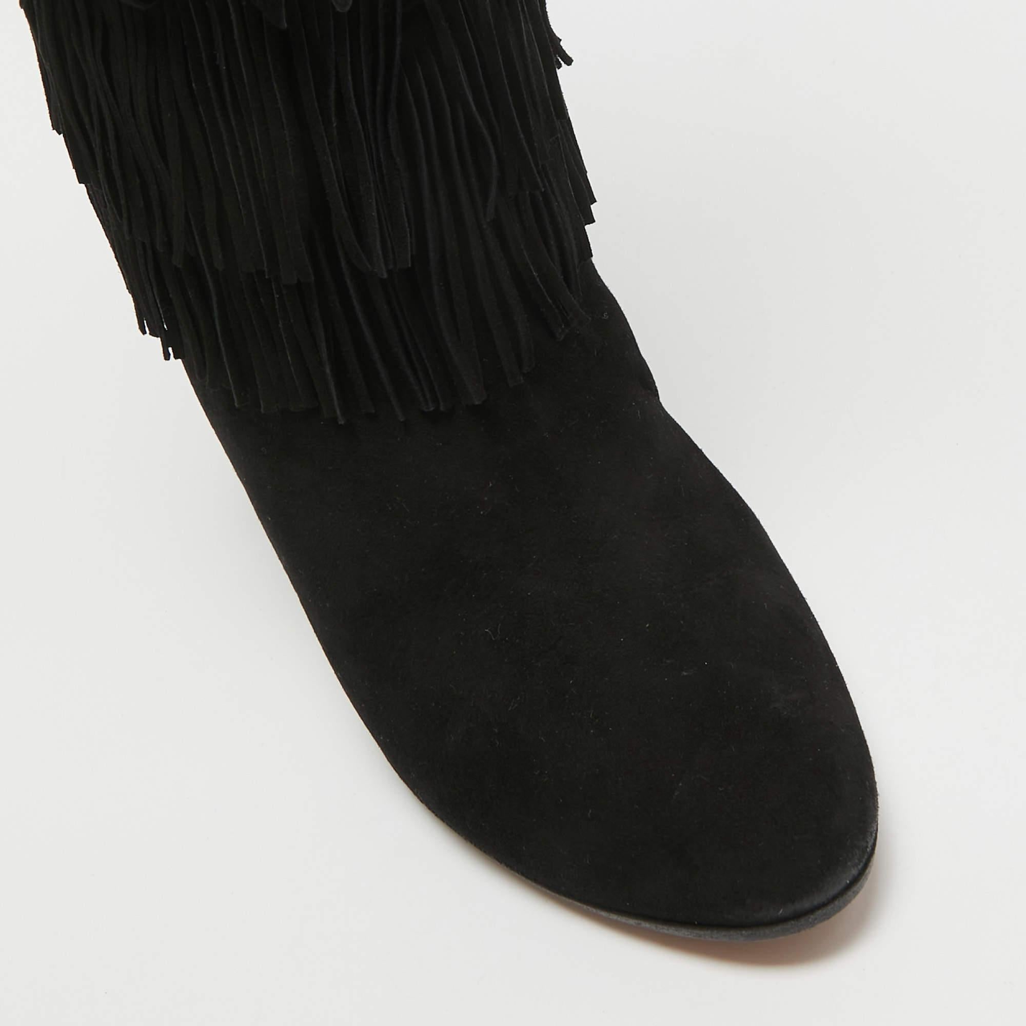 Dolce & Gabbana Black Suede Knee Length Boots Size 38 For Sale 4