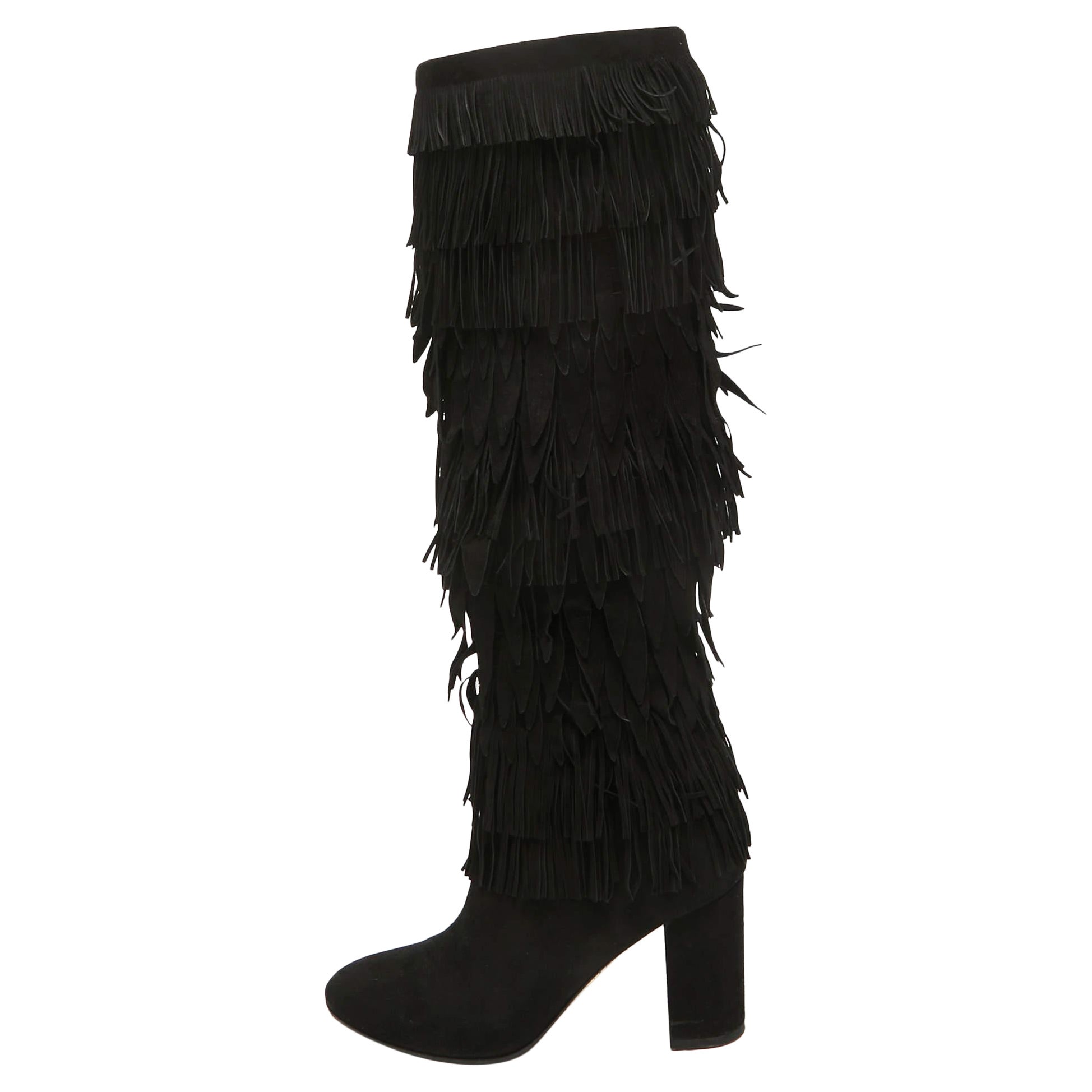Dolce & Gabbana Schwarze knielange Stiefel aus Wildleder Größe 38