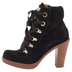 Dolce & Gabbana Black Suede Lace Up Ankle Boots Size 38