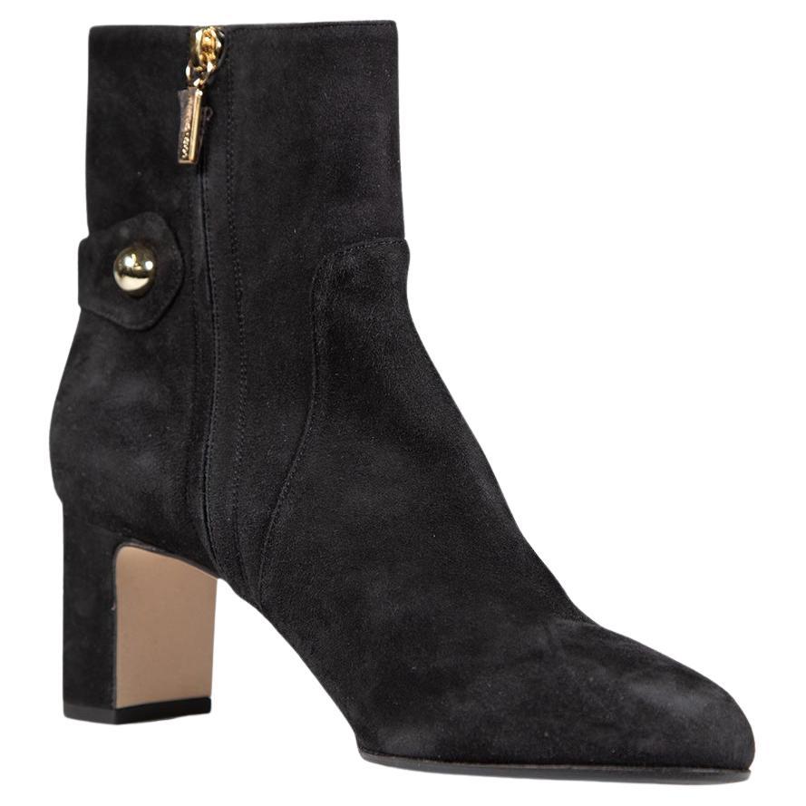 Dolce & Gabbana Botines de Ante Negro con Logotipo Talla IT 39.5