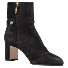 Dolce & Gabbana Black Suede Logo Detail Ankle Boots Size IT 39.5