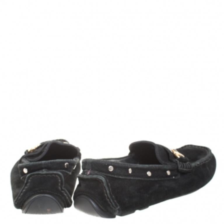 Nero Dolce & Gabbana - Mocassini in pelle scamosciata nera con logo in metallo - taglia 41 in vendita