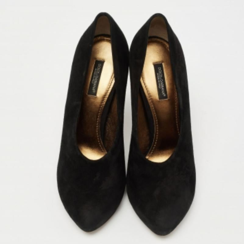 Dolce & Gabbana Escarpins à plateforme en daim noir Taille 38 Pour femmes en vente