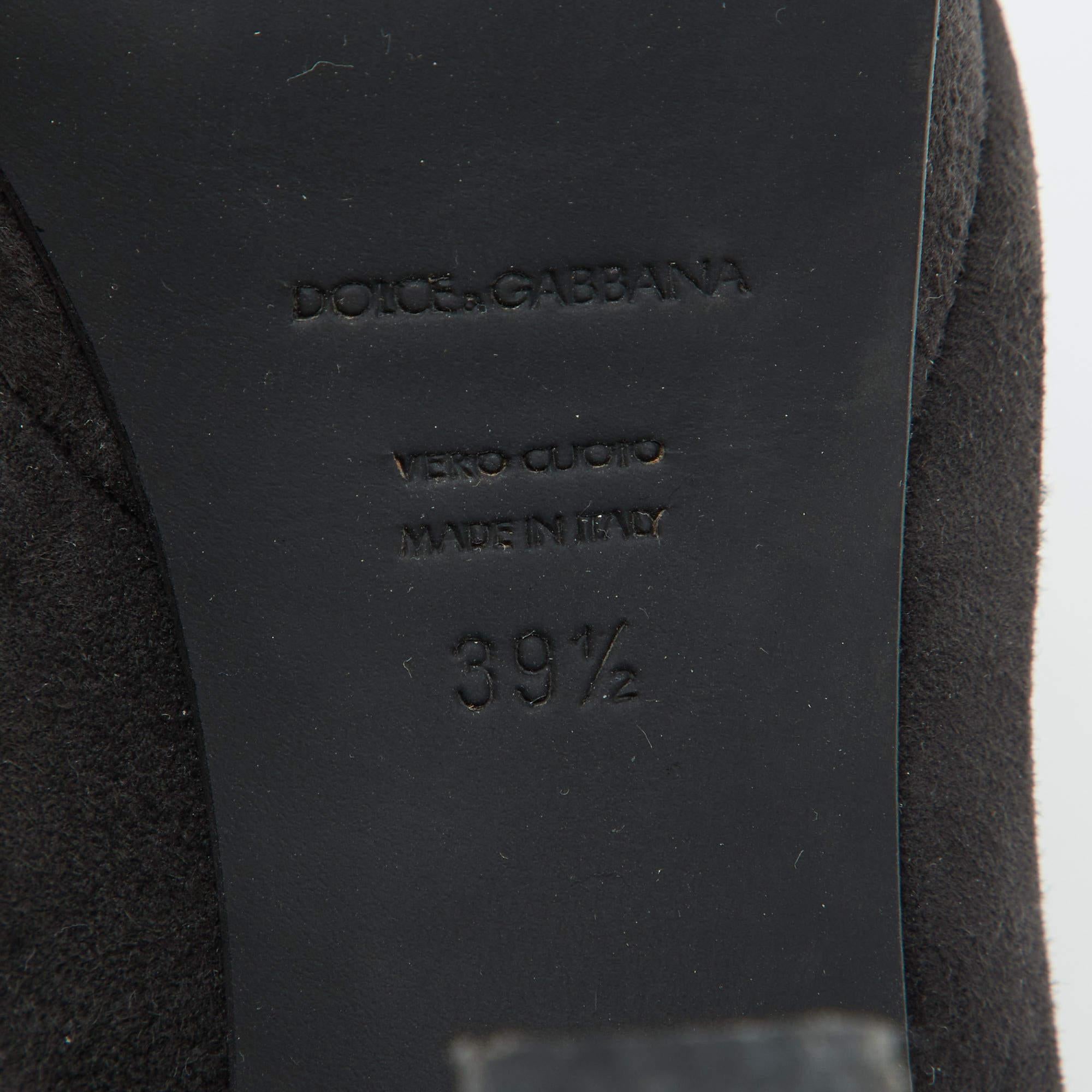 Dolce & Gabbana Bombas de plataforma de ante negro Talla 39.5 en venta 2