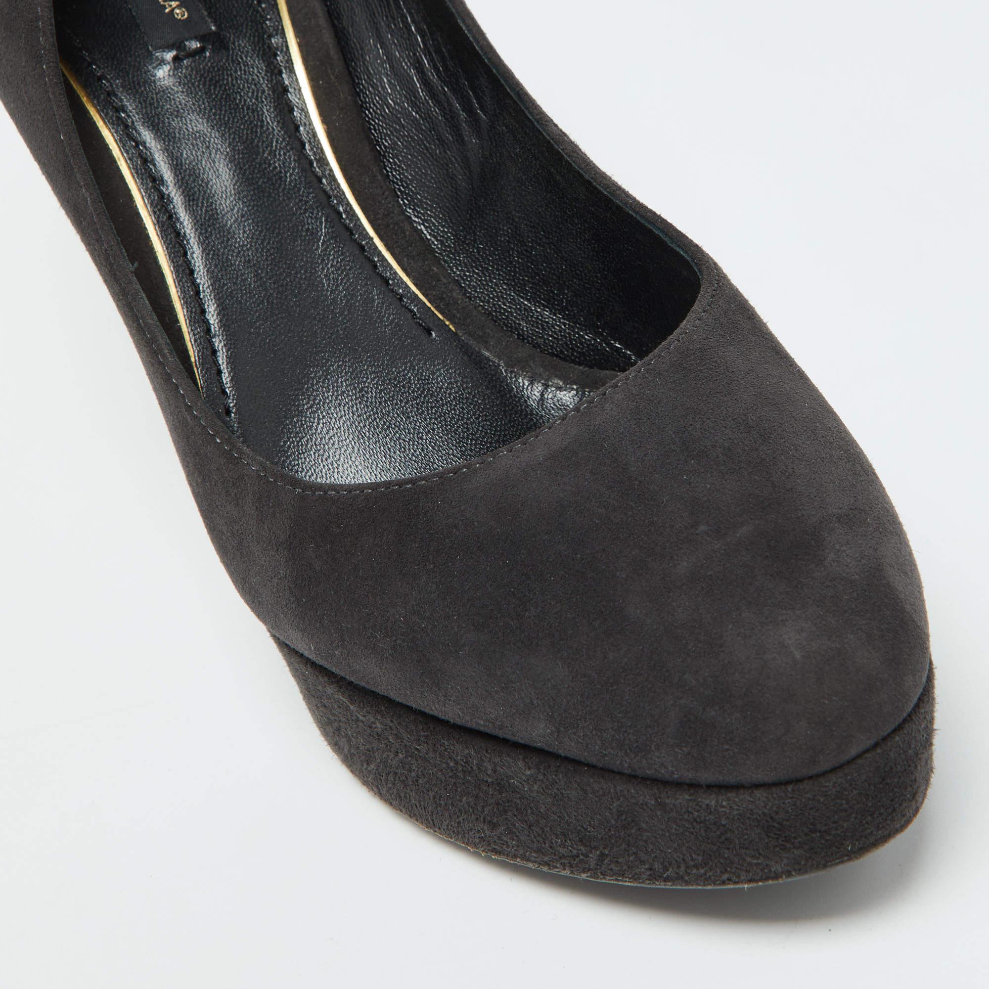 Dolce & Gabbana Bombas de plataforma de ante negro Talla 39.5 en venta 3