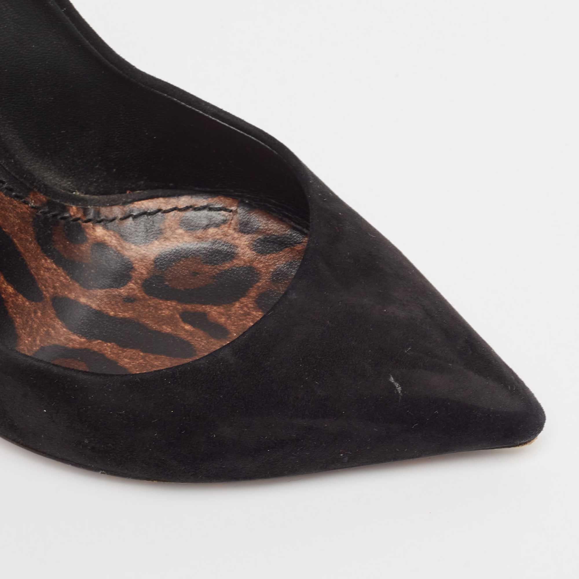 Dolce & Gabbana Black Suede Pointed Toe Pumps Size 38 For Sale 3