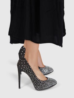 Dolce & Gabbana Black Suede Silver Crystal Pumps Size IT 35.5