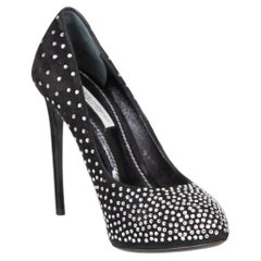 Dolce & Gabbana Black Suede Silver Crystal Pumps Size IT 35.5