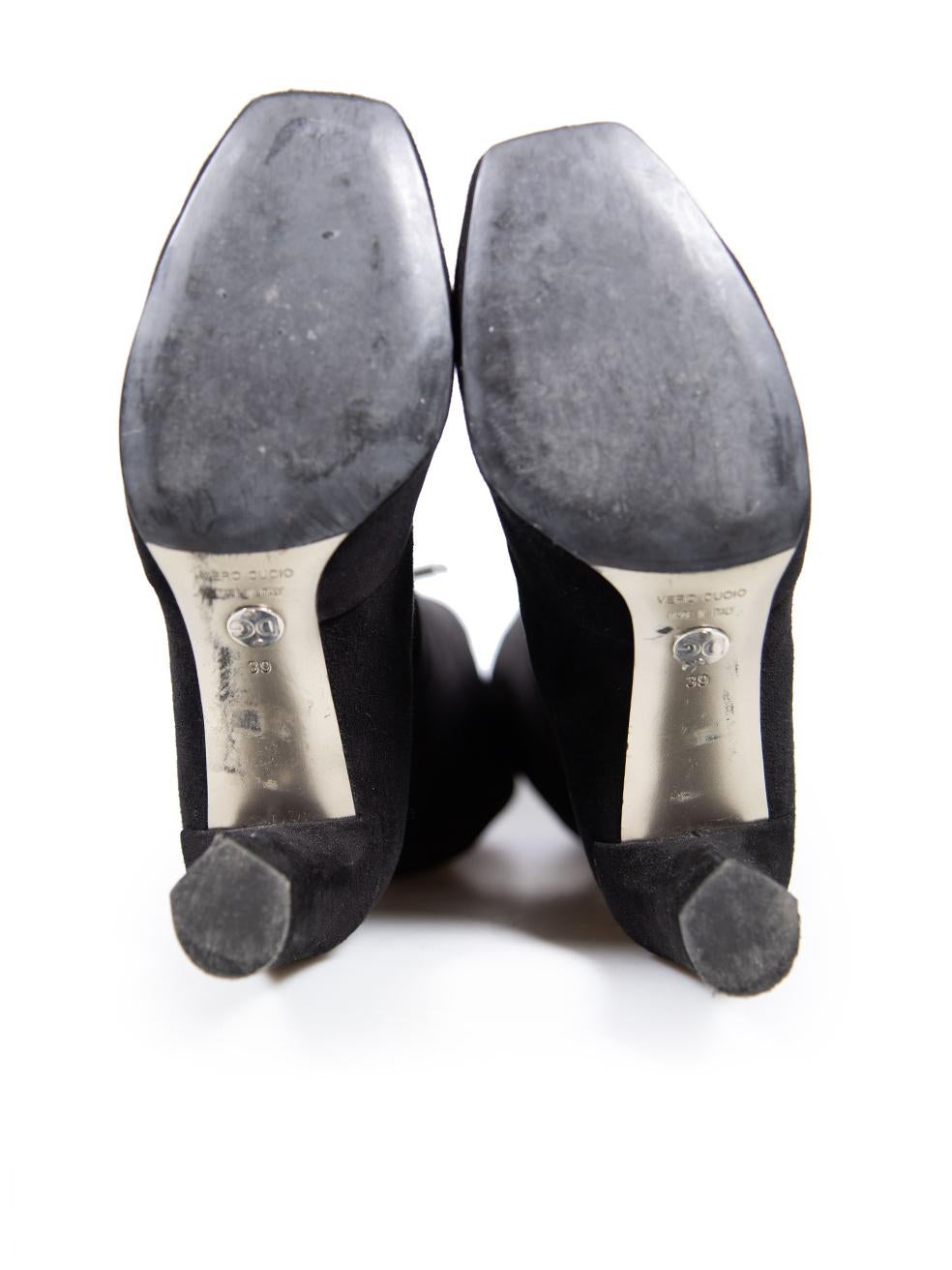 Women's Dolce & Gabbana Black Suede Square Toe Zip Detail Boots Size IT 39