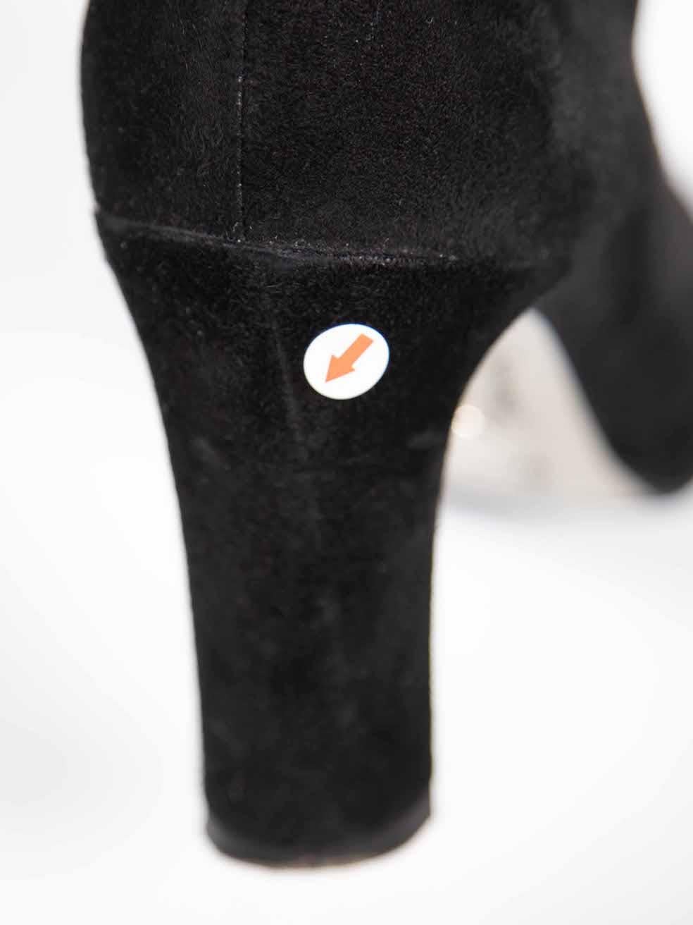 Dolce & Gabbana Black Suede Square Toe Zip Detail Boots Size IT 39 4