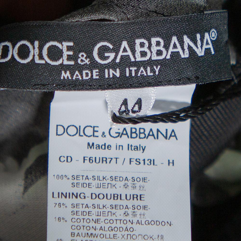 Dolce & Gabbana Black Sunflower Printed Silk Flared Dress M 1