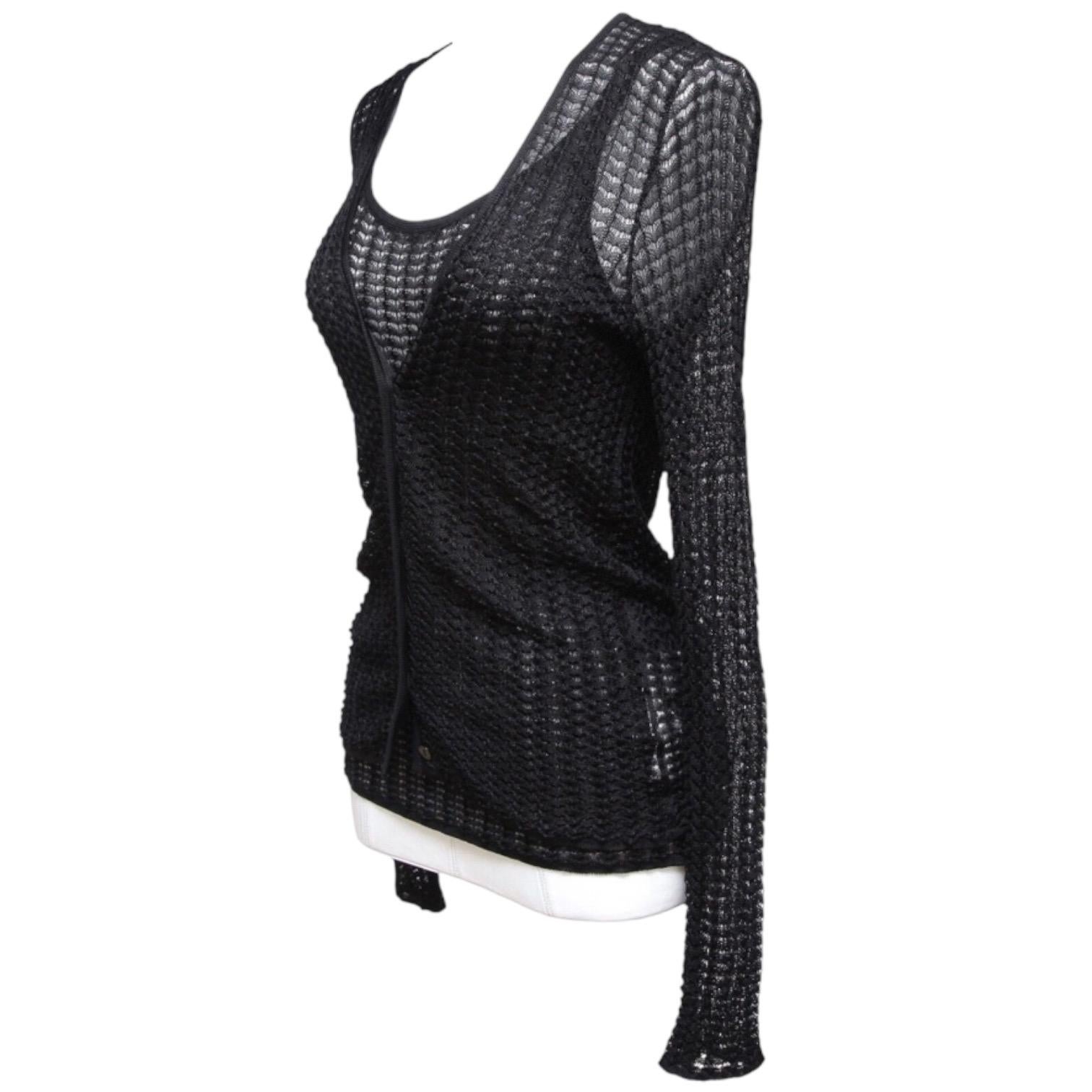 Women's DOLCE & GABBANA Black Sweater Cardigan Knit 2pc Shell Sleeveless Twinset 38 40 For Sale