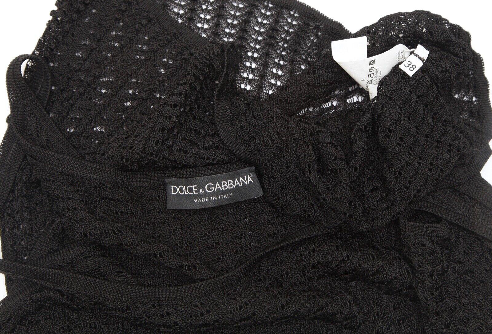DOLCE & GABBANA Black Sweater Cardigan Knit 2pc Shell Sleeveless Twinset 38 40 For Sale 1