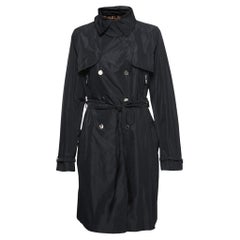 Dolce & Gabbana Black Synthetic Belted Trench Coat L