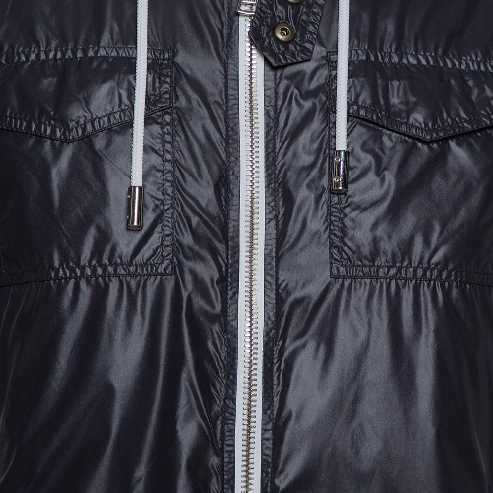 Dolce & Gabbana Black Synthetic Zip Front Hooded Jacket M In Good Condition In Dubai, Al Qouz 2