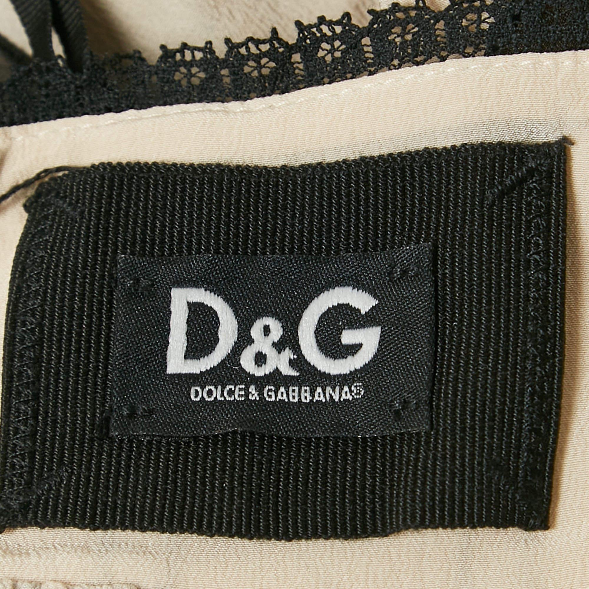 Women's Dolce & Gabbana Black Tasseled Silk Bow Detail Top S For Sale