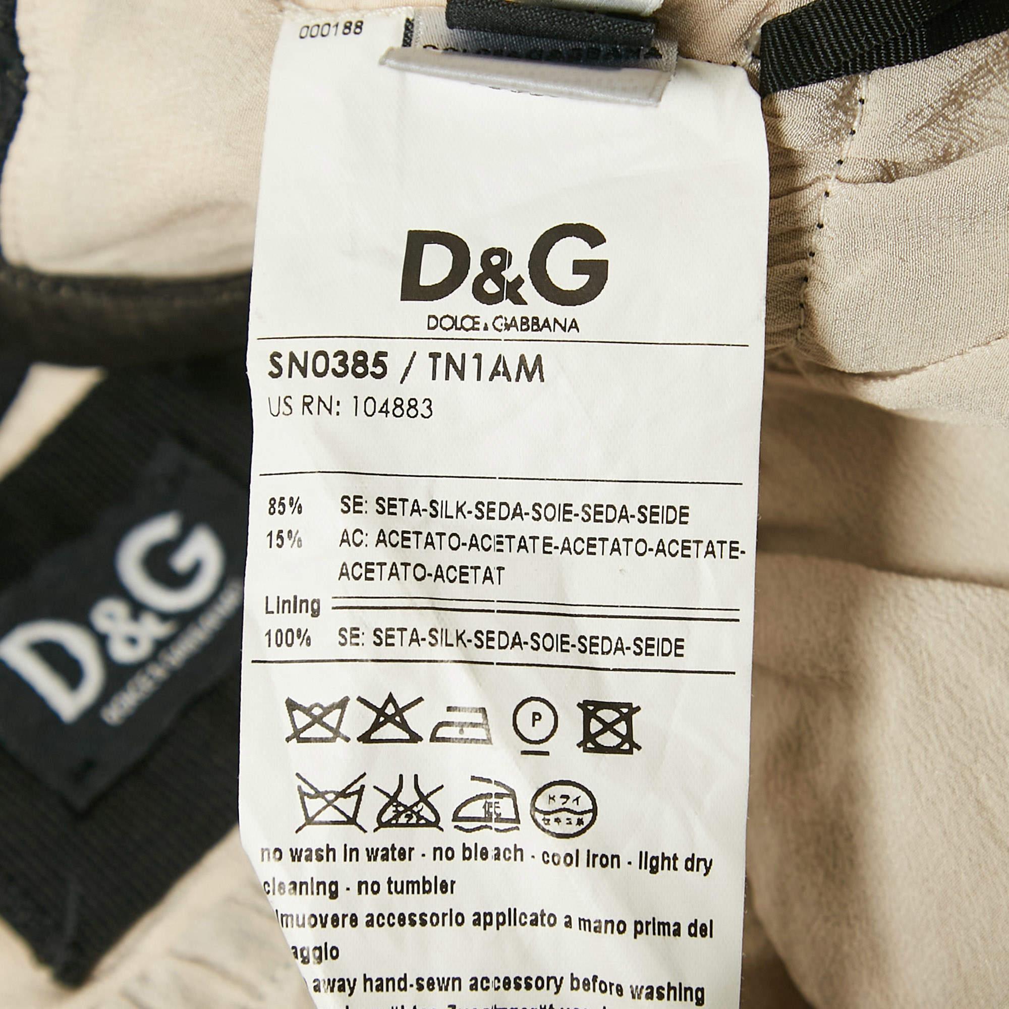 Dolce & Gabbana Black Tasseled Silk Bow Detail Top S For Sale 2