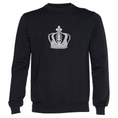 Dolce & Gabbana Black Terry Knit Crown Embroidered Sweatshirt M