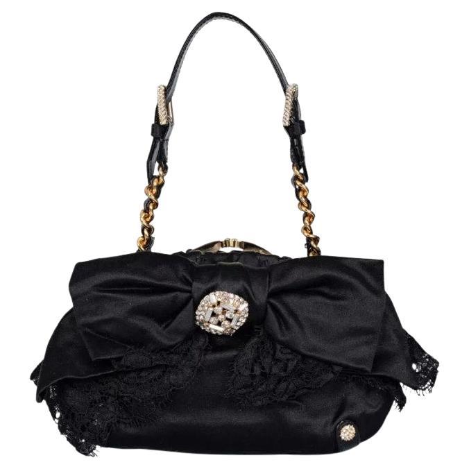 Dolce & Gabbana Schwarze Textil-Kristall-Clutch im Angebot