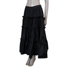 DOLCE & GABBANA black TIERED TAFFETA MIDI Skirt 40 S