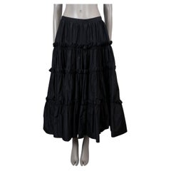 DOLCE & GABBANA black TIERED TAFFETA MIDI Skirt 40 S