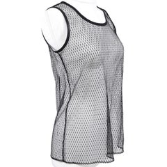 DOLCE & GABBANA Black Top Blouse Shirt Tank Sleeveless Netted Sheer Sz 38