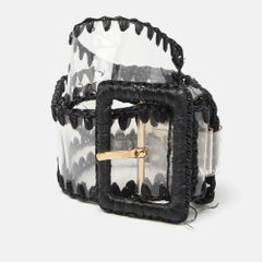 Dolce & Gabbana Black/Transparent PVC and Straw Buckle Belt 75CM