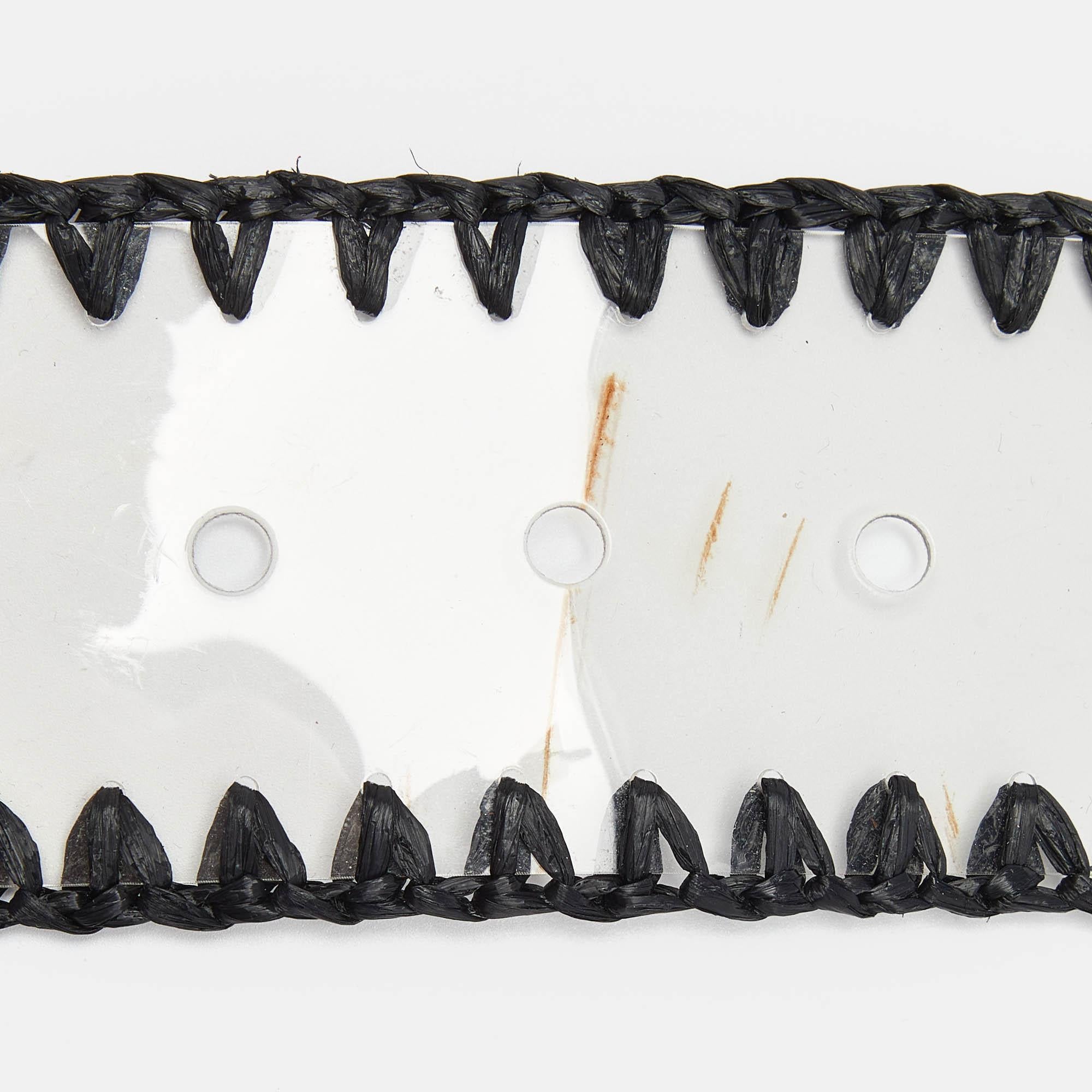 Women's Dolce & Gabbana Black/Transparent PVC and Straw Buckle Belt 75CM For Sale