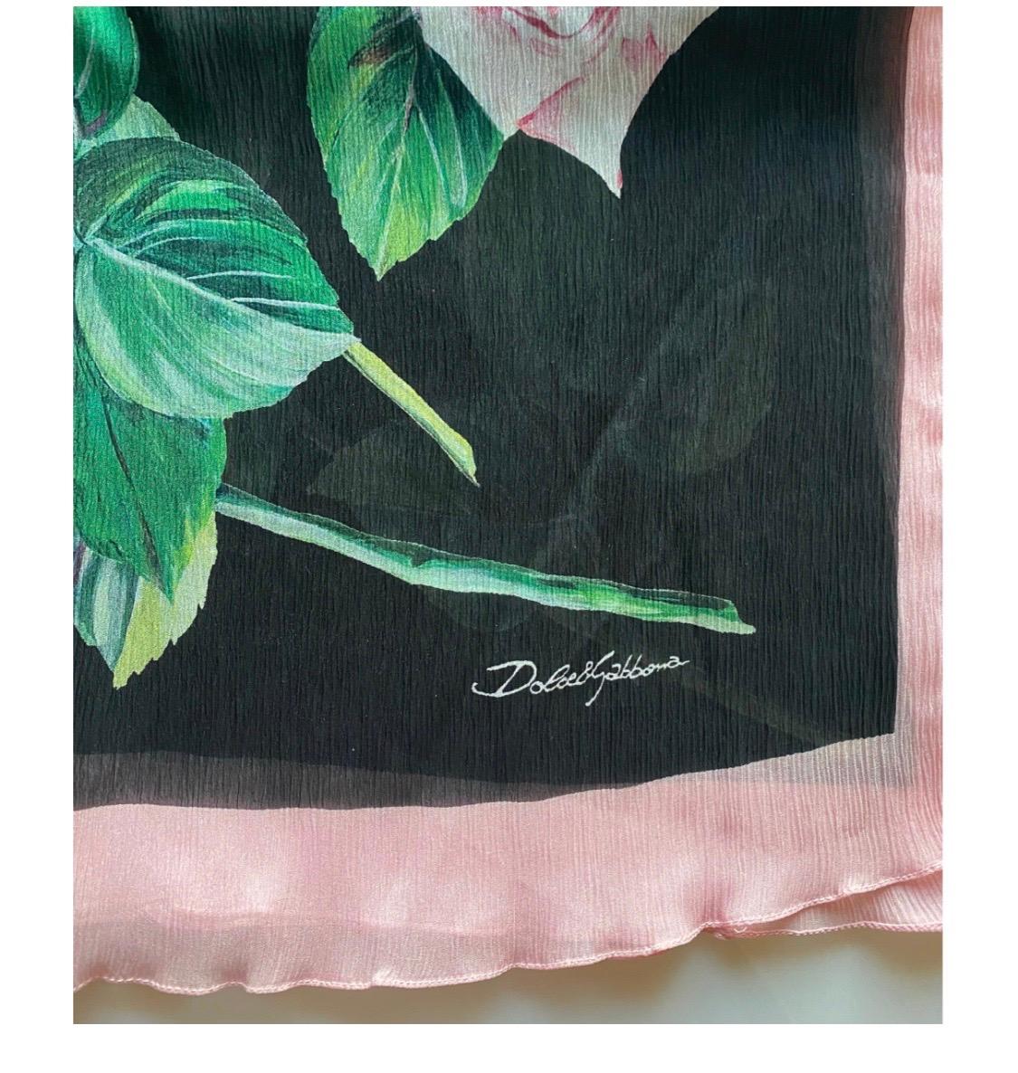 Women's Dolce & Gabbana Black & Tropical
Rose printed silk scarf wrap swimwear pareo
 