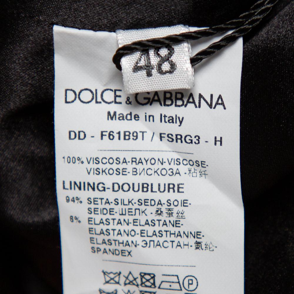 Dolce & Gabbana Black Tulip Printed Crepe Shift Dress L 1