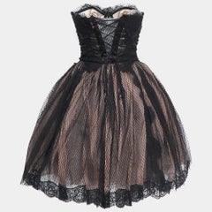 Dolce & Gabbana Black Tulle & Mesh Strapless Corset Dress S