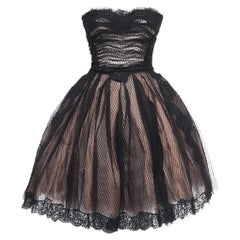 Dolce & Gabbana Black Tulle & Mesh Strapless Corset Dress S