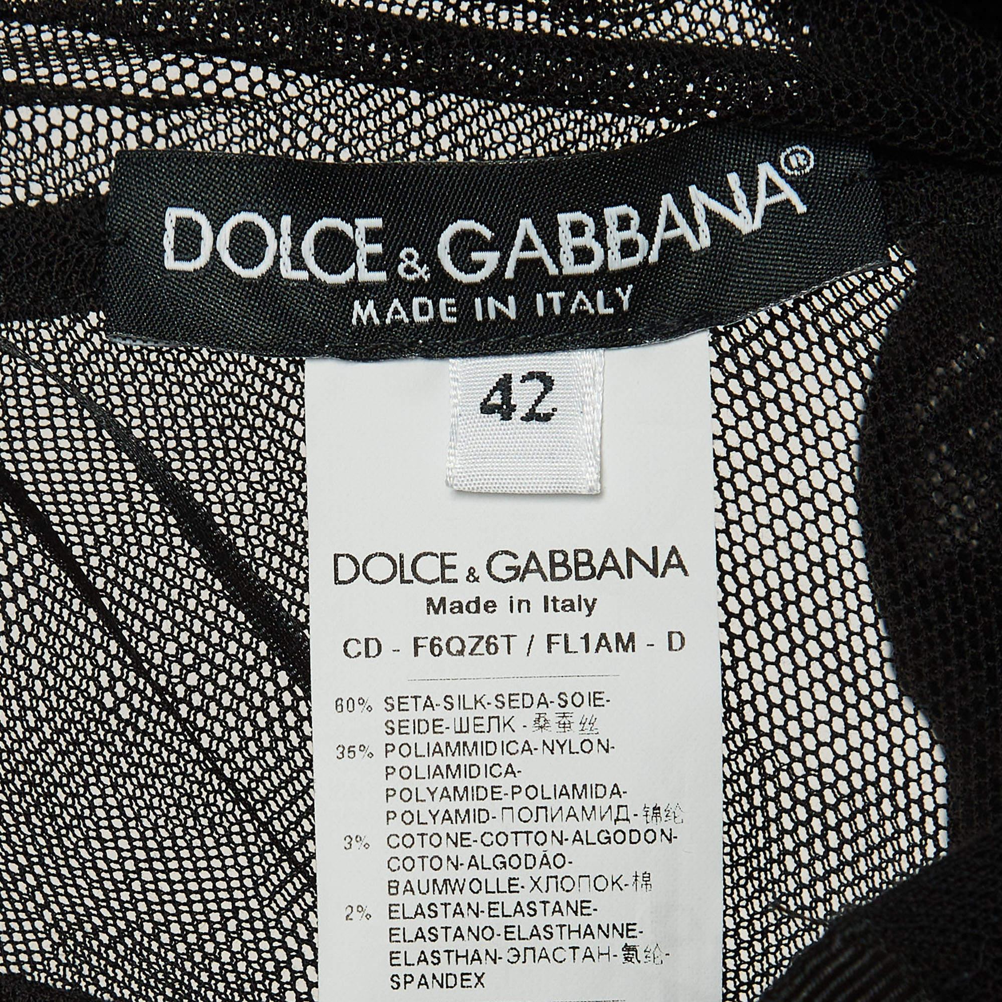 Dolce & Gabbana Black Tulle Semi Sheer Strapless Corset Dress M For Sale 1