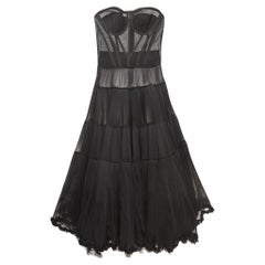 Dolce & Gabbana - Vestito Corsetto senza spalline in tulle nero semi trasparente M.