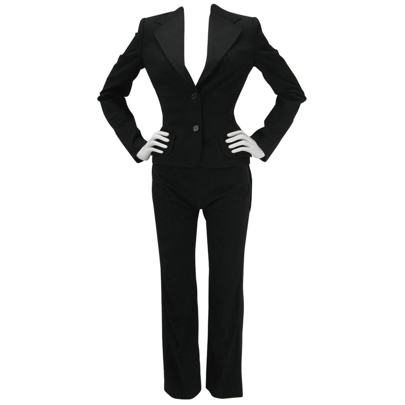 Dolce & Gabbana Black Tuxedo Dinner Pantsuit Ensemble