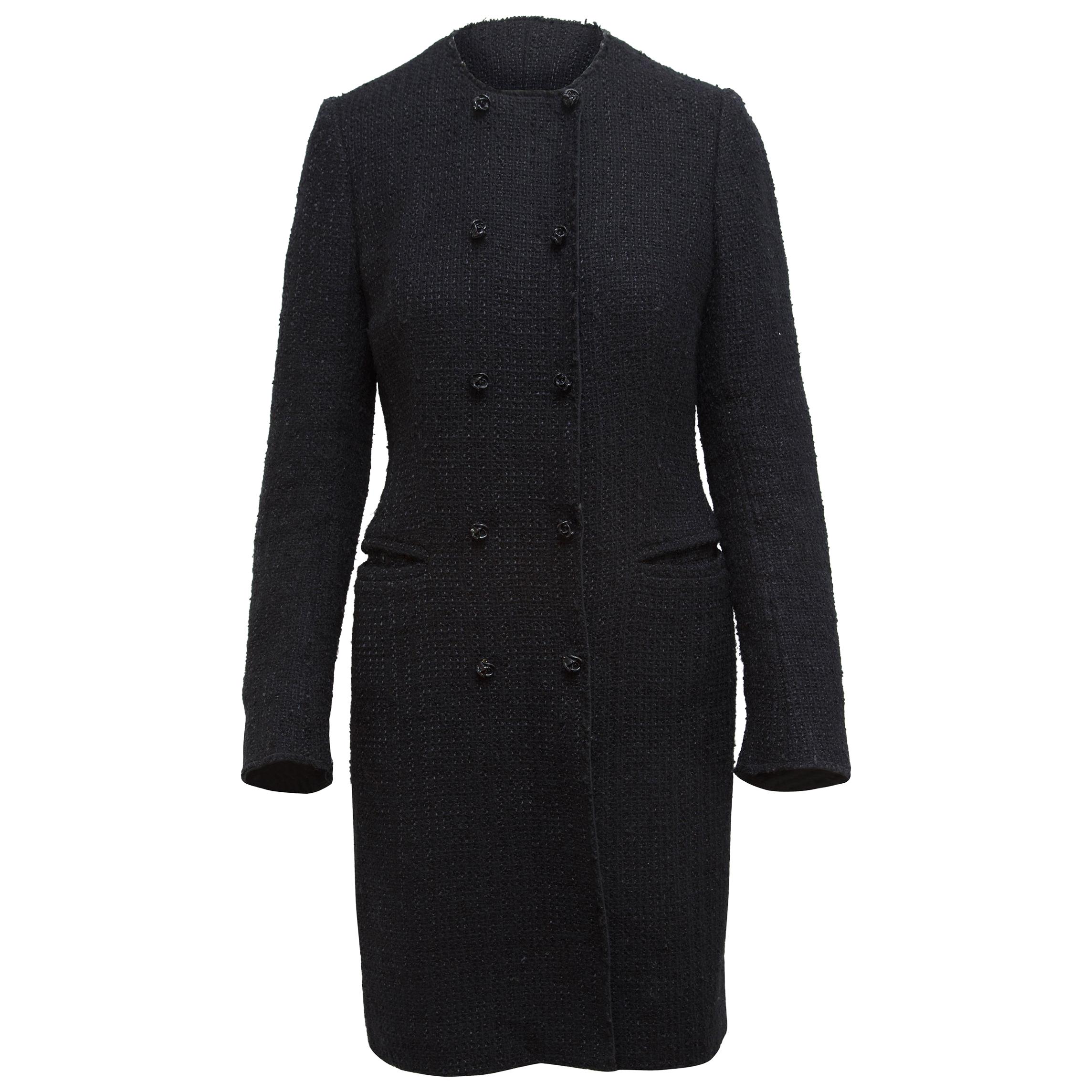 Dolce & Gabbana Black Tweed Coat