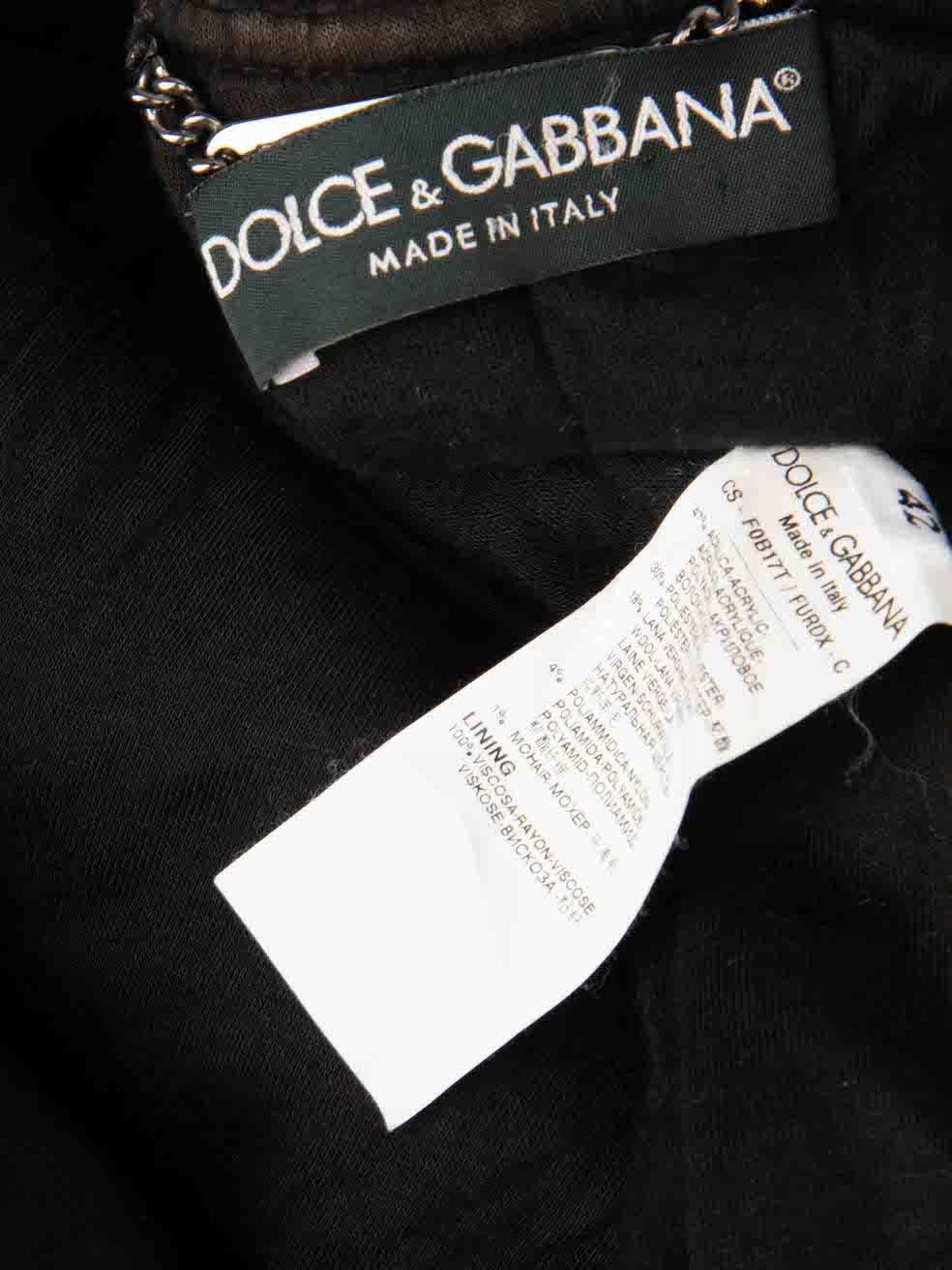 Dolce & Gabbana Schwarzer Tweed-Mantel mit Quastenbesatz Größe M im Angebot 1