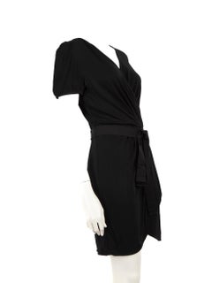 Dolce & Gabbana Black V Neck Belted Mini Dress Size M