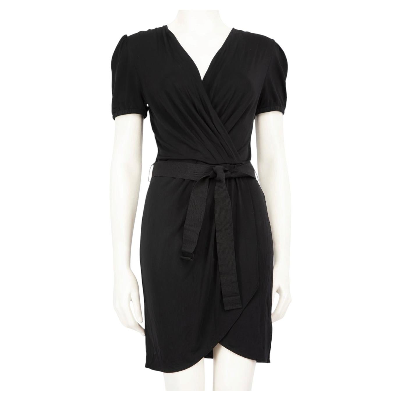 Dolce & Gabbana Black V Neck Belted Mini Dress Size M