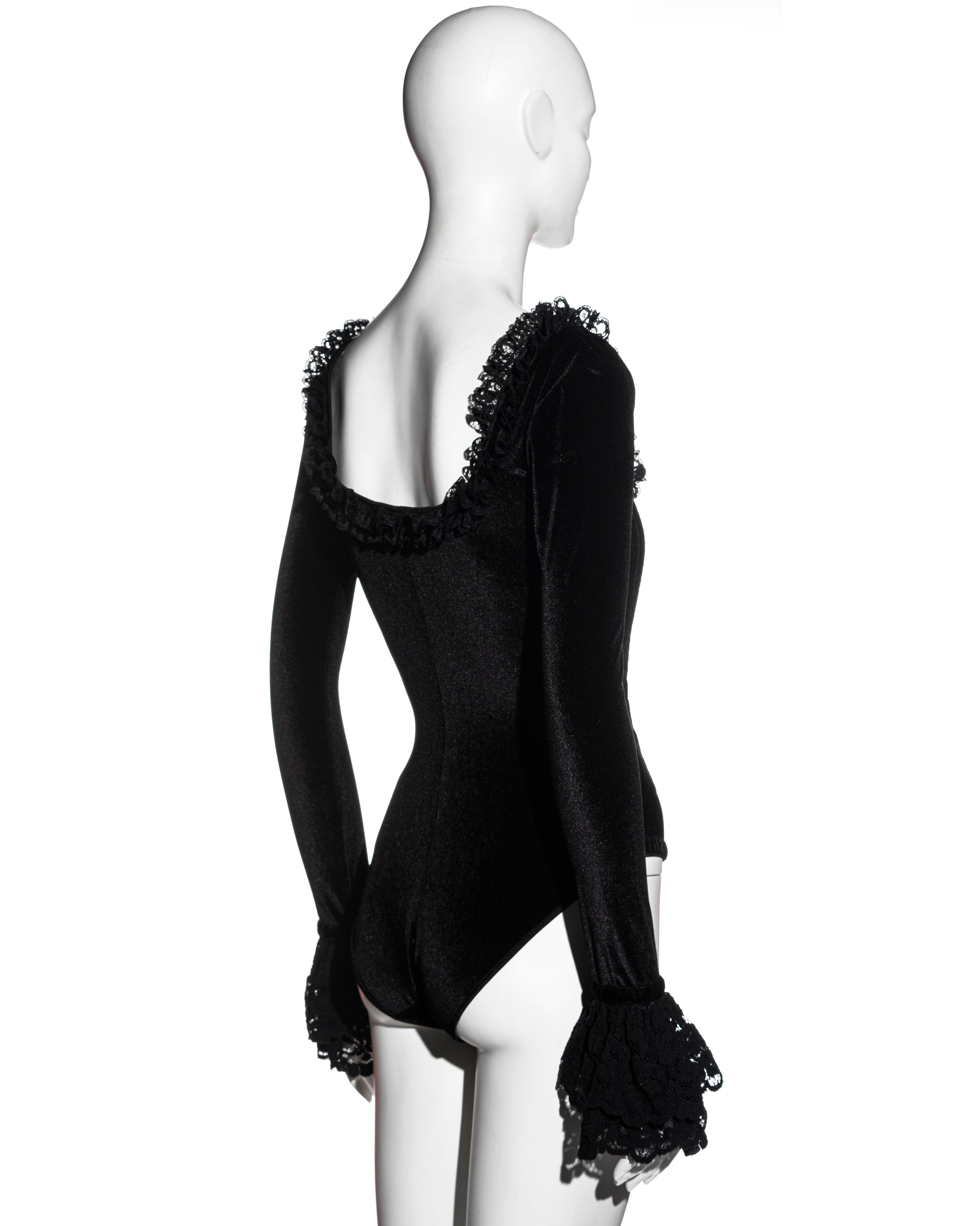 Dolce & Gabbana black velvet and lace corseted bodysuit, ss 1992 In Excellent Condition In London, GB