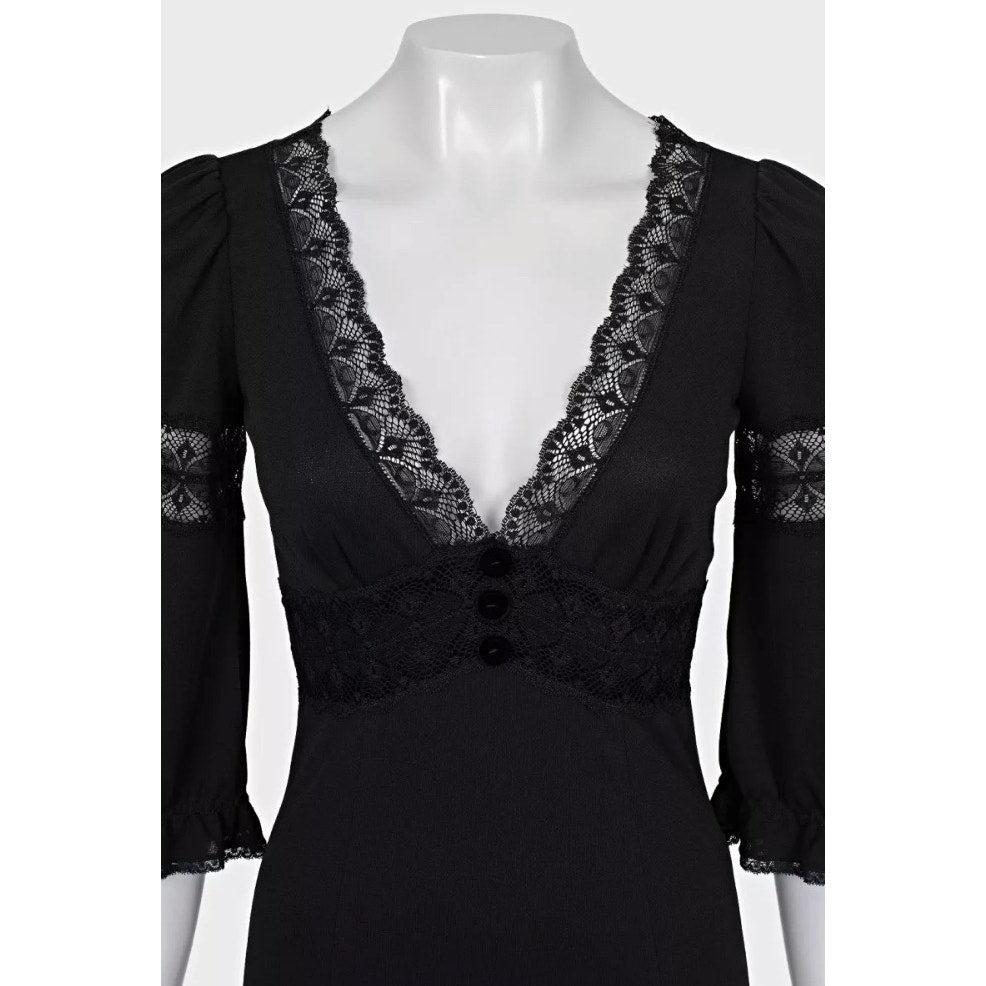 Dolce & Gabbana Schwarzes Kleid aus Samt und Spitze - Gr�öße XS Damen im Angebot