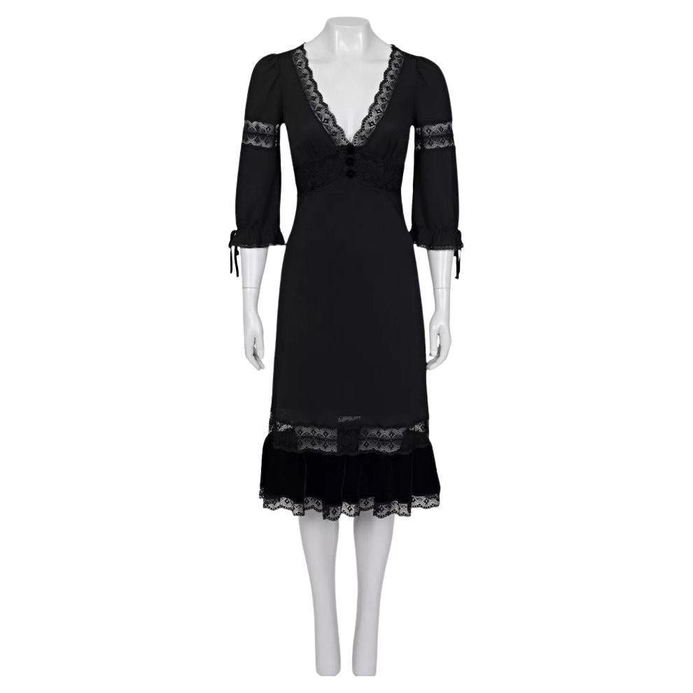 Dolce & Gabbana Robe en velours et dentelle noire - Taille XS