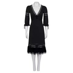 Dolce & Gabbana Robe en velours et dentelle noire - Taille XS