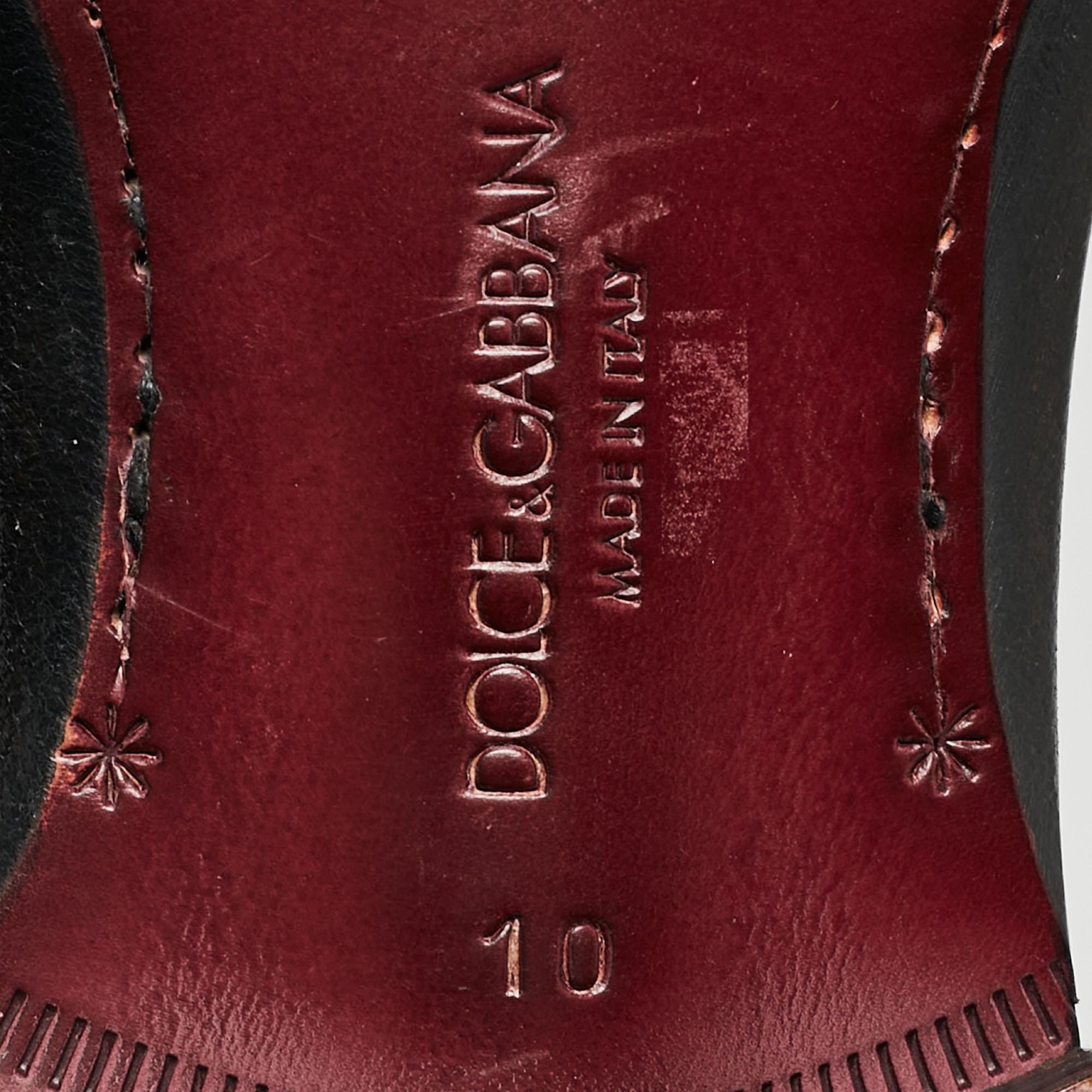 Dolce & Gabbana Black Velvet Bow Loafers Size 44 For Sale 2