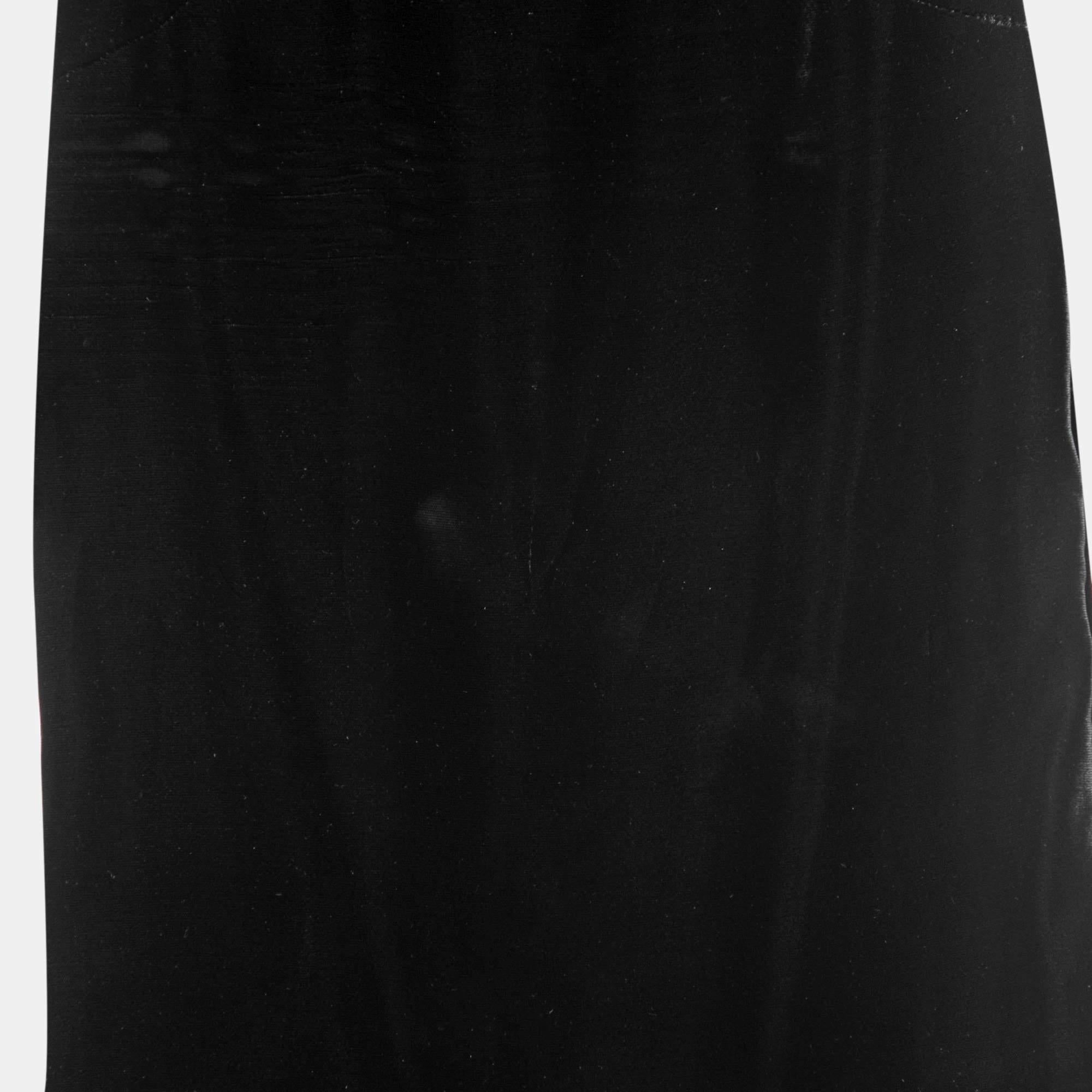 Dolce & Gabbana Black Velvet Corset Detail Strapless Asymmetrical Long Dress S 1